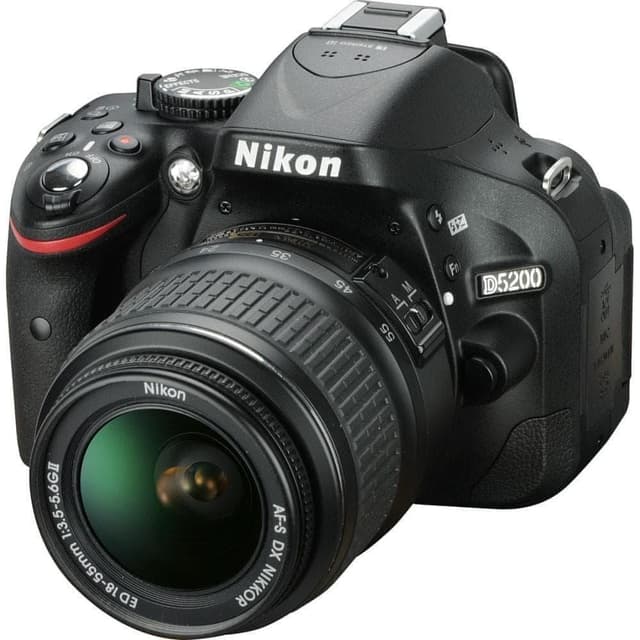 SLR D5200 - Schwarz + Nikon AF-S DX Nikkor 18-55mm f/3.5-5.6G ED II f/3.5-5.6 · Hauptbild