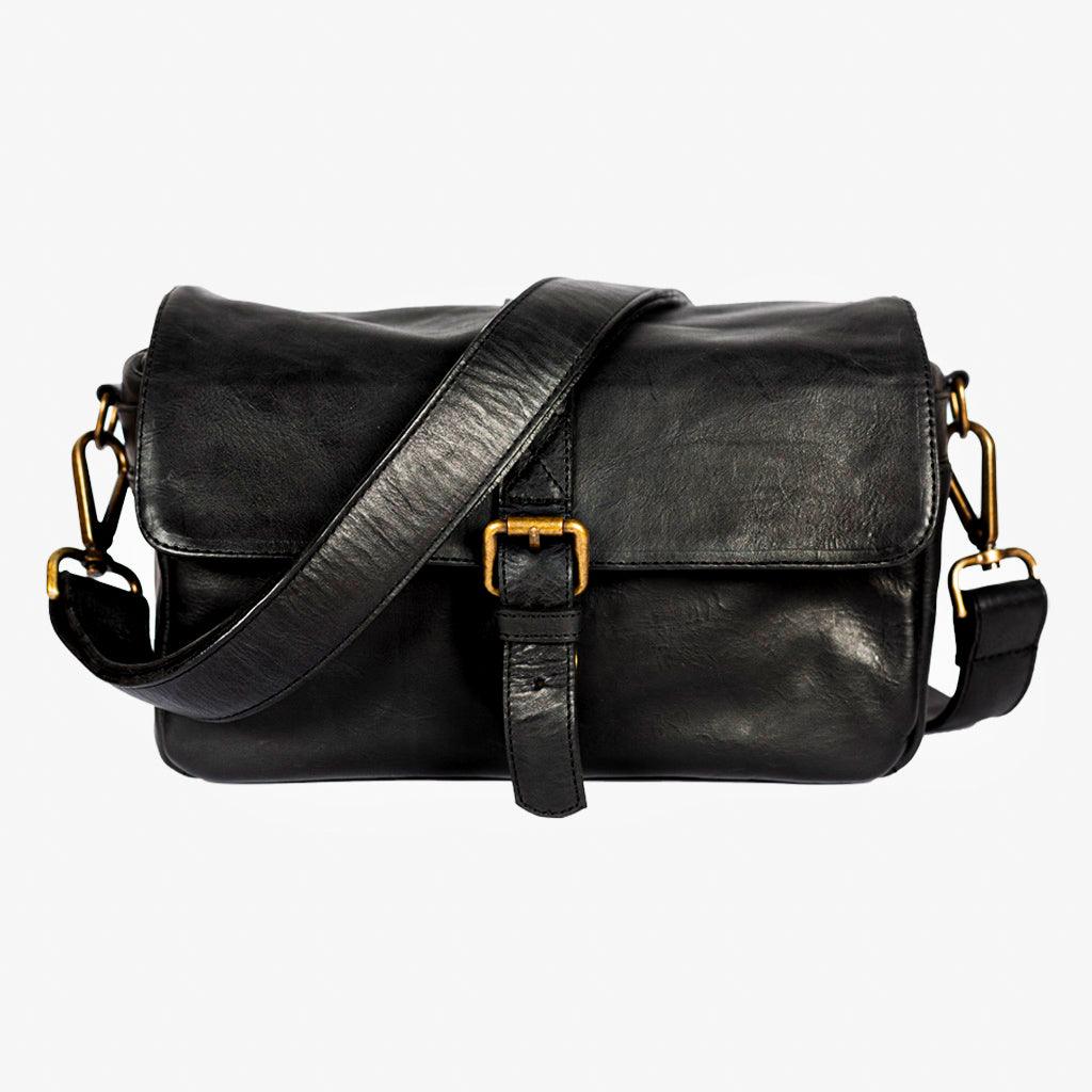 Sac à dos appareil photo en cuir noir Paris · image principale