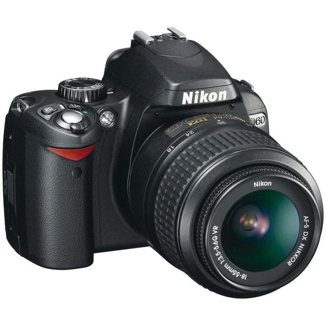 D60 SLR - Schwarz + Nikon AF-S DX Nikkor 18-55 mm f/3.5-5.6G VR f/3.5-5.6G · Hauptbild