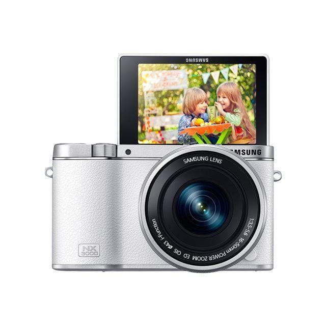 NX3000 – Weiß + Samsung NX 16-50mm f/3.5-5.6 Power Zoom ED OIS + 50-200mm f/4.0-5.6 ED OIS III f/3.5-5.6 + f/4-5.6 · Hauptbild