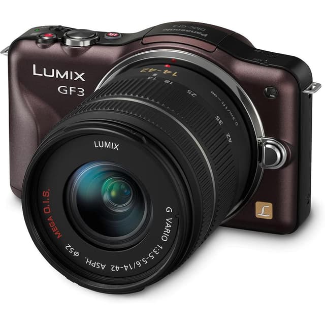 Lumix DMC-GF3 - Brown + Panasonic Lumix G Vario 14-42mm f/3.5-5.6 ASPH. MEGA OIS f/3.5-5.6  · main image