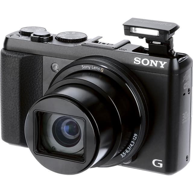 Cyber-shot DSC-HX50 Kompaktkamera - Schwarz + Sony G 30-fach optischer Zoom 24-720mm f/3.5-6.3 · Hauptbild